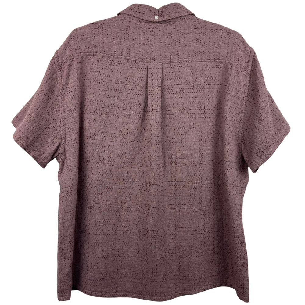 Billy Reid Mens XL Short Sleeve Button Down Shirt Plum Textured Cotton Standard - Picture 3 of 9